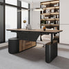 LUCA Sit & Stand Executive Desk with Electric Lift and Reversible Return 240cm - Warm Oak & Black