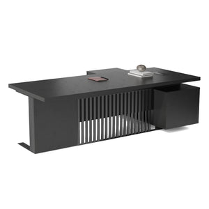 DAXTON Black Executive Desk with Left Return 2.4M - Black Concrete