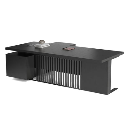 DAXTON Black Executive Desk with Right Return 200cm - Black Concrete