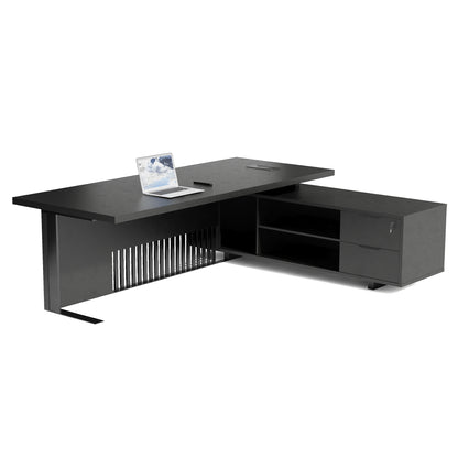 DAXTON Black Executive Desk with Right Return 2.4M - Black Concrete