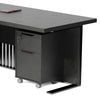 AFTAN Black Executive Desk with Pedestal & Left Mobile Return 180cm - Black Concrete