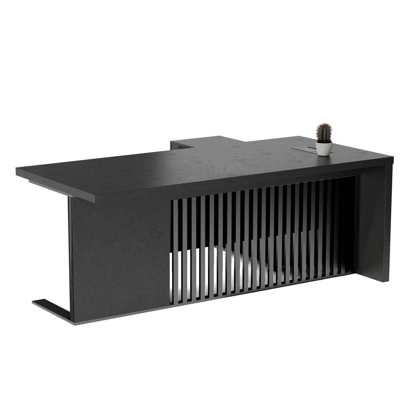 AFTAN Black Executive Desk with Pedestal & Left Mobile Return 180cm - Black Concrete