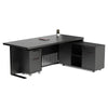 AFTAN Black Executive Desk with Pedestal & Right Mobile Return 180cm - Black Concrete