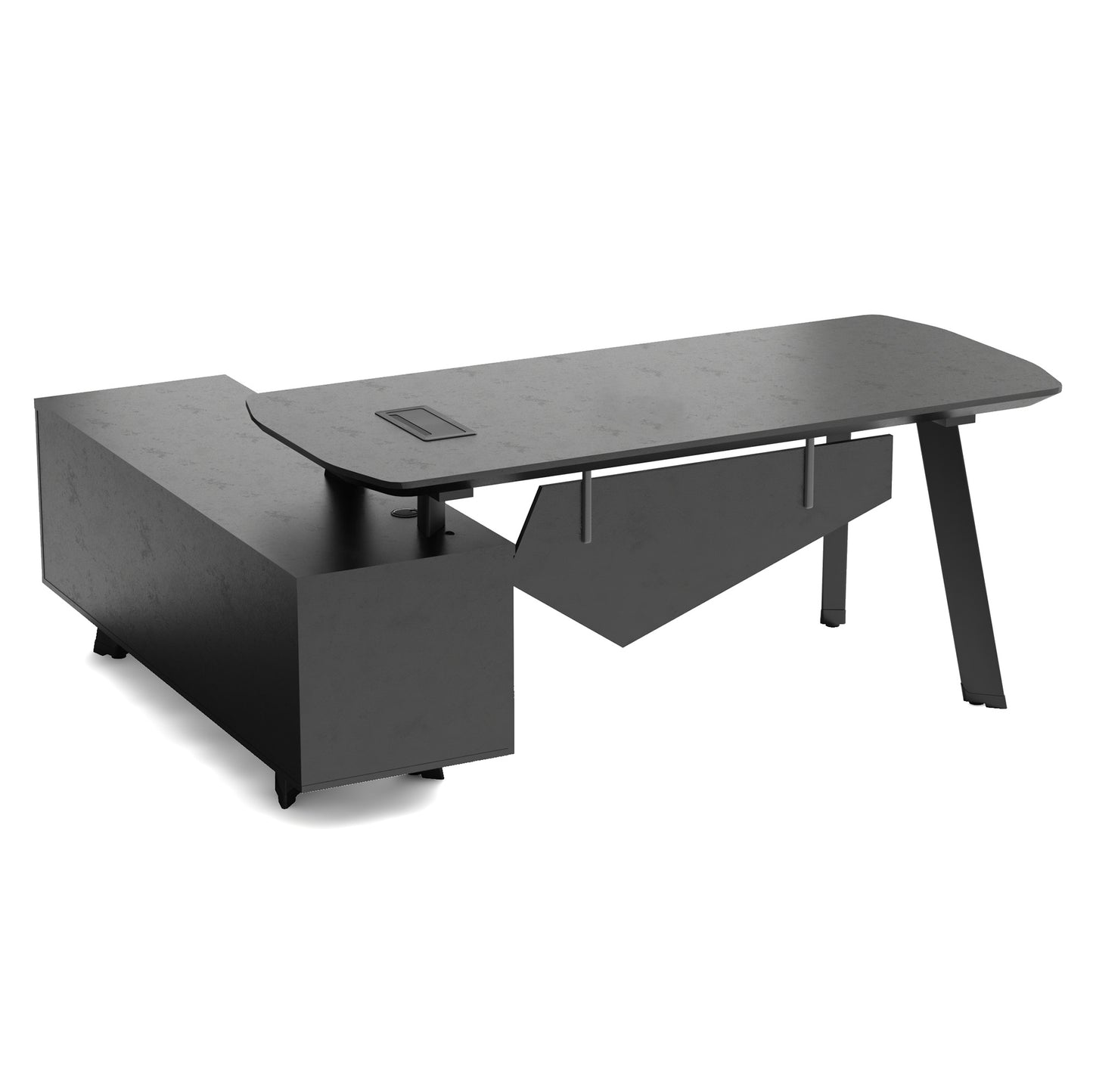 ARTO Black Executive Office Desk with Reversible Return 180-200cm - Black Concrete