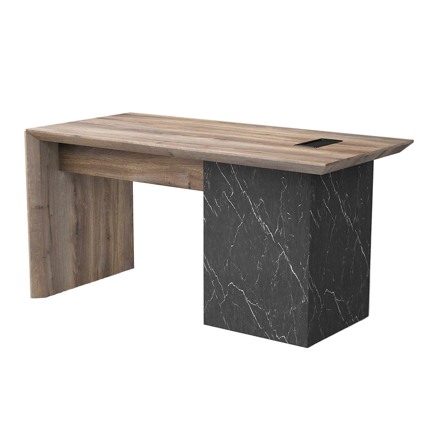 LOGAN Executive Desk Reversible 180cm - Warm Oak & Black