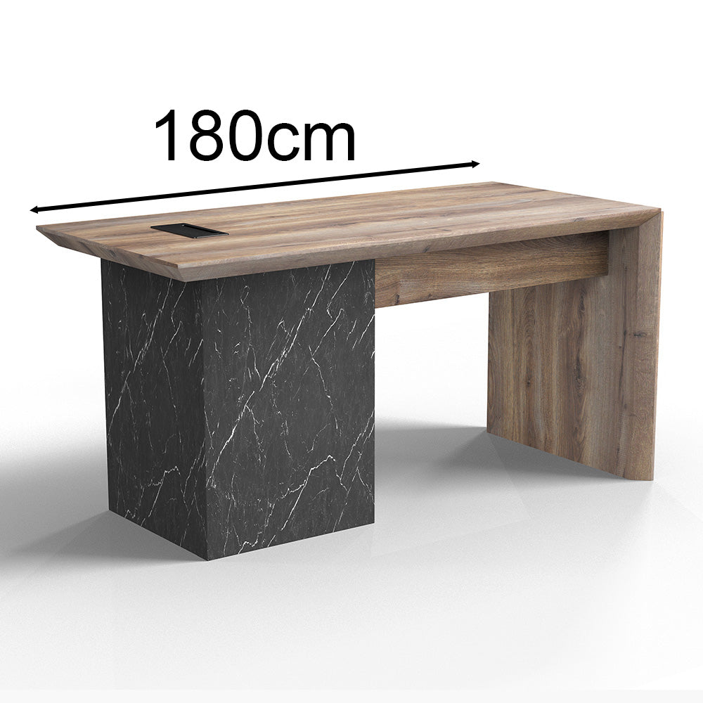 LOGAN Executive Desk Reversible 180cm - Warm Oak & Black