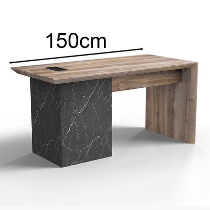 LOGAN Executive Desk Reversible 150cm - Warm Oak & Black