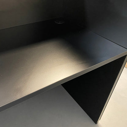 KENTO Reception Desk 240cm - Timber Slat Acoustic Black & Oak