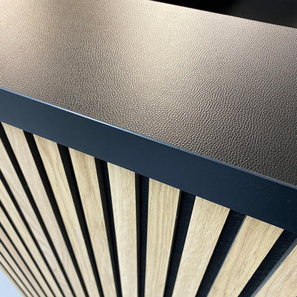 KENTO Reception Desk 240cm - Timber Slat Acoustic Black & Oak