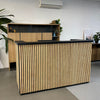 KENTO Reception Desk 180cm - Timber Slat Acoustic Black & Oak