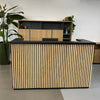 KENTO Reception Desk 180cm - Timber Slat Acoustic Black & Oak