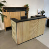 KENTO Reception Desk 180cm - Timber Slat Acoustic Black & Oak