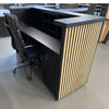KENTO Reception Desk 180cm - Timber Slat Acoustic Black & Oak
