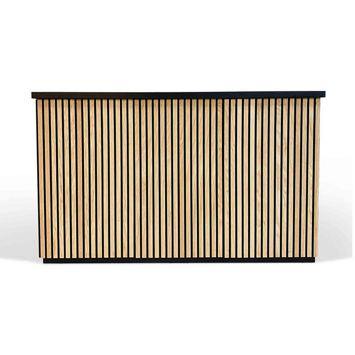 KENTO Reception Desk 180cm - Timber Slat Acoustic Black & Oak