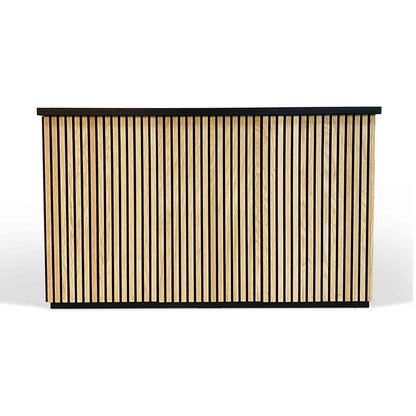 KENTO Reception Desk 180cm - Timber Slat Acoustic Black & Oak