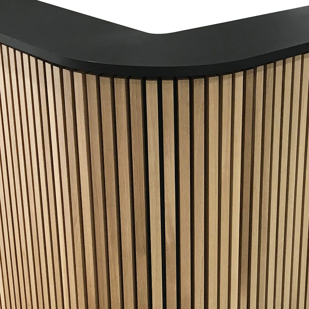HALO Reception Desk 180cm - Oak / Black on Black