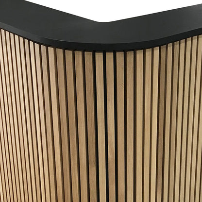 HALO Reception Desk 180cm - Oak / Black on Black