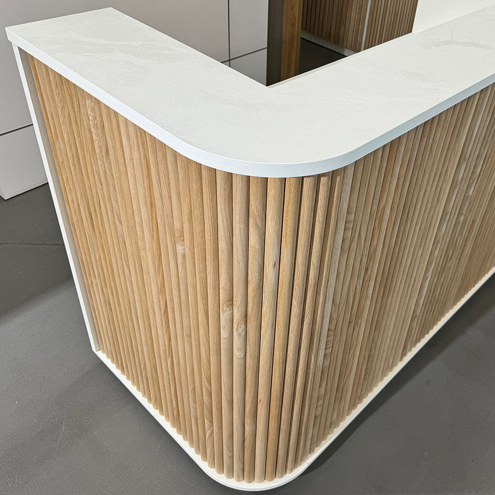 HALO Reception Desk 180cm - Oak & White