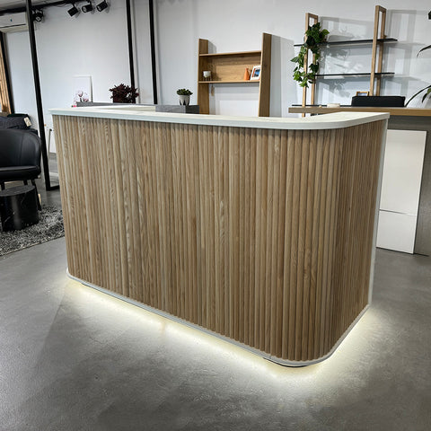 HALO Reception Desk 180cm - Oak & White