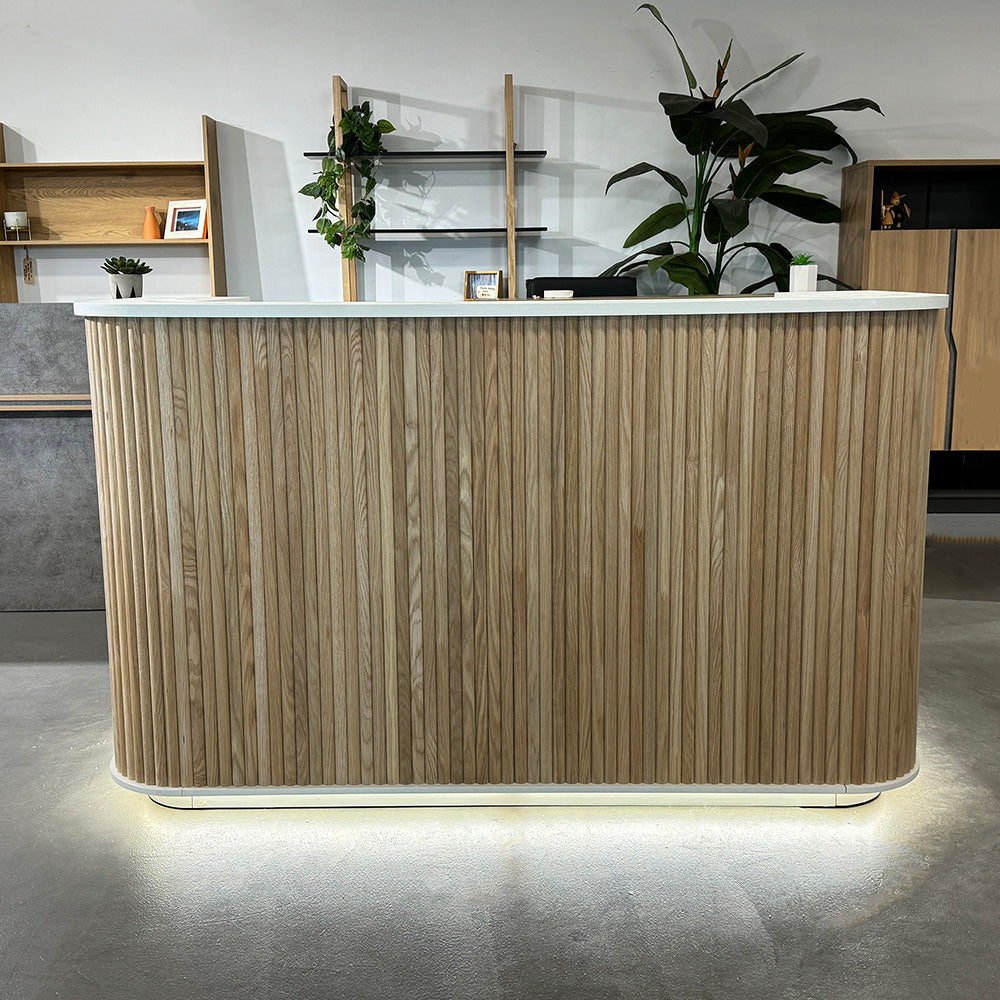 HALO Reception Desk 180cm - Oak & White
