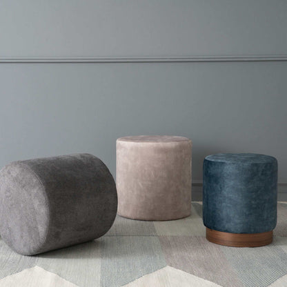 AURA Ottoman 37.5cm - Sapphire & Walnut