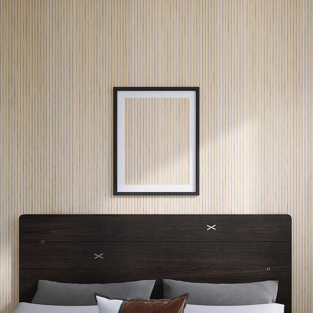 WOODFLEX Flexible Acoustic Wood Slat Wall Panel, Oak Veneer on Grey - 2700mm x 560mm