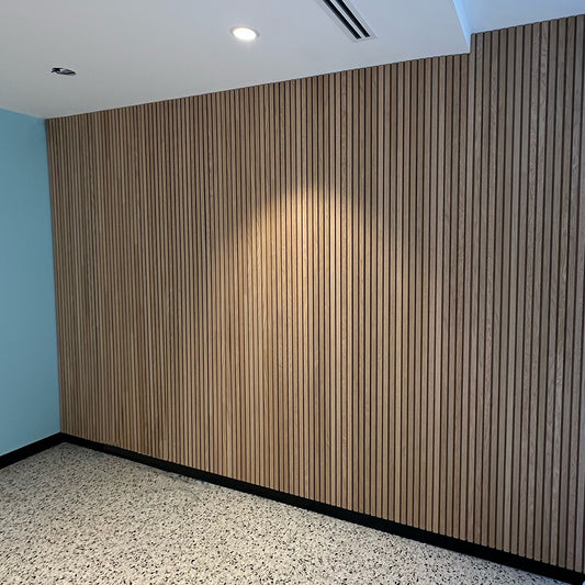 WOODFLEX Z-Style Acoustic Wood Slat Panel - 3 Sided Full Wrap Oak Veneer - 2700mm x 600mm