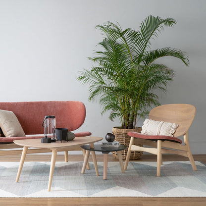 POLARA Lounge Chair - Oak & Salmon