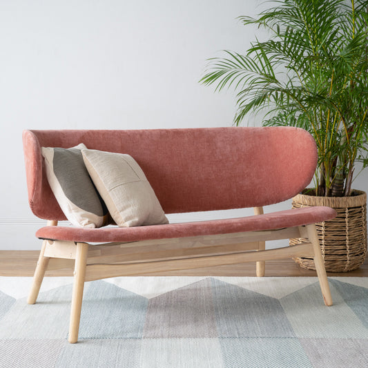 POLARA 2 Seater Lounge Chair - Oak & Salmon