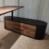 LUCA Sit & Stand Executive Desk with Electric Lift and Reversible Return 240cm - Warm Oak & Black