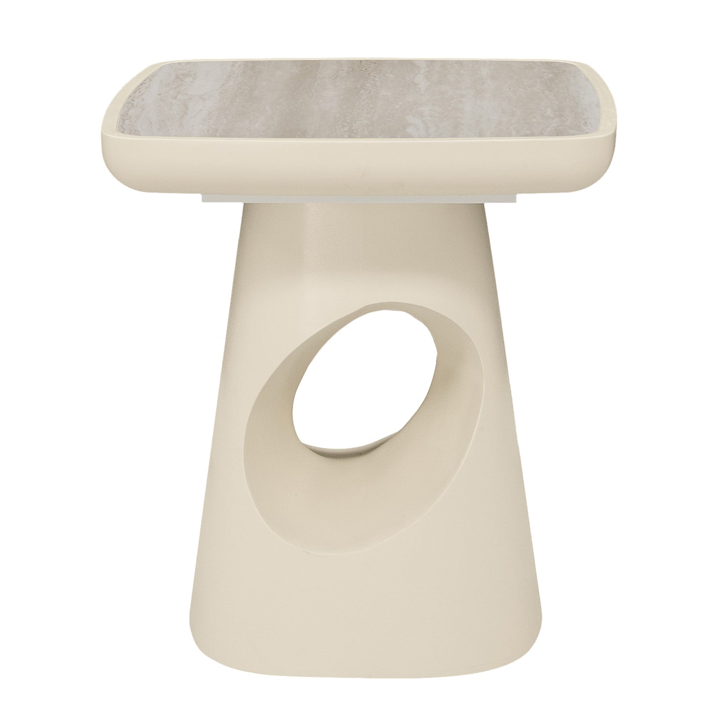 ECLIPSE 41cm Side Table - Travertine Look Top - Ivory