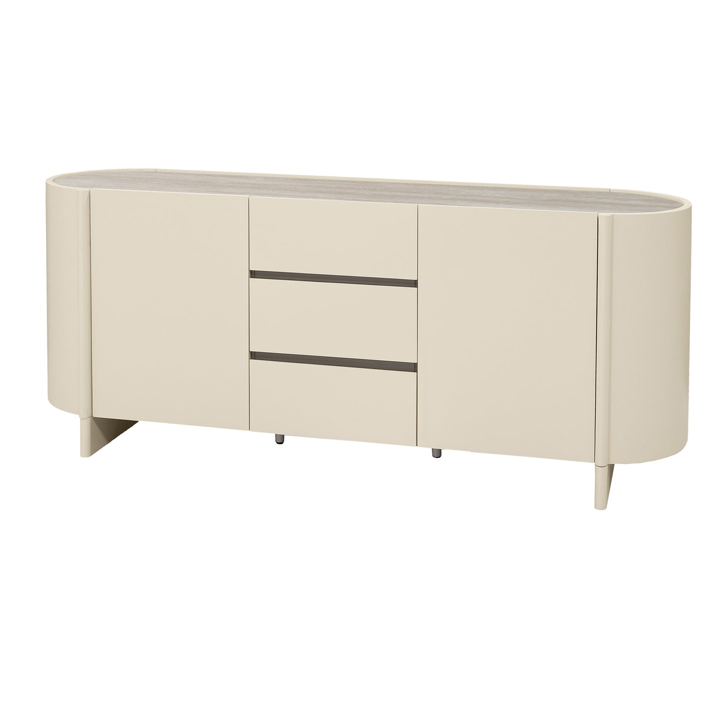 Eclipse 180cm Sideboard with a Travertine look Top - Ivory