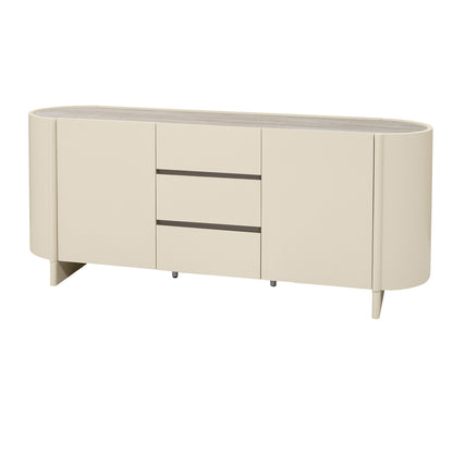 Eclipse 180cm Sideboard with a Travertine look Top - Ivory