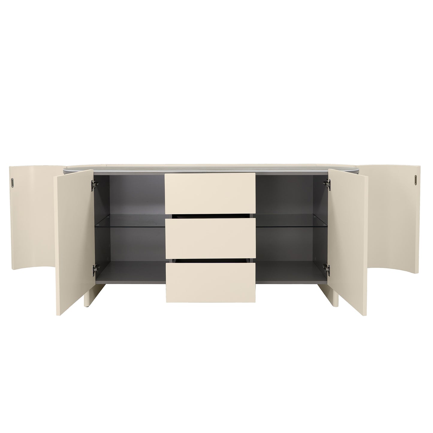 Eclipse 180cm Sideboard with a Travertine look Top - Ivory