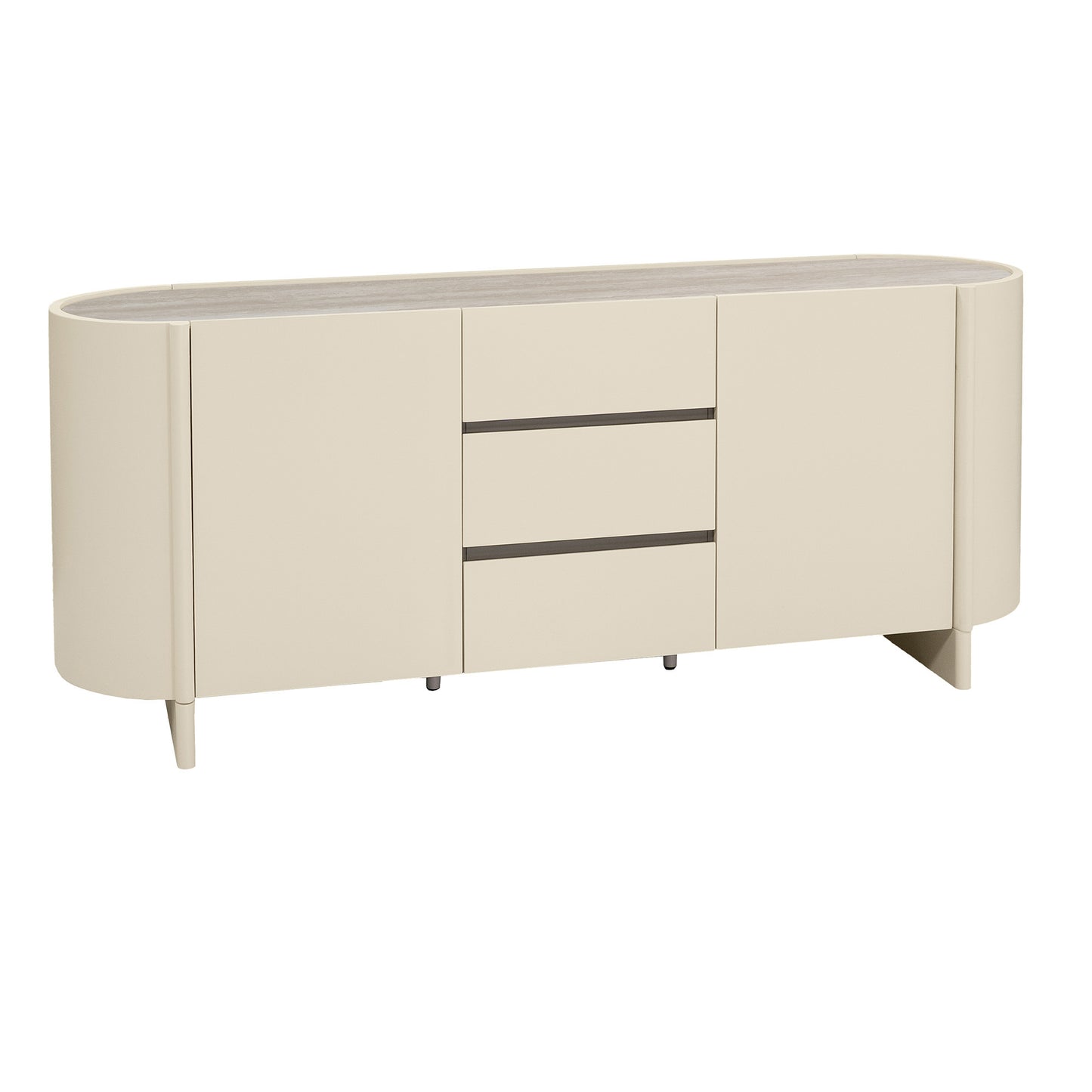 Eclipse 180cm Sideboard with a Travertine look Top - Ivory