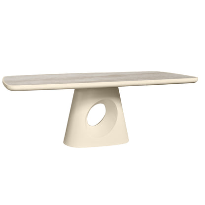 ECLIPSE 220cm Dining Table Travertine Look Top - Ivory