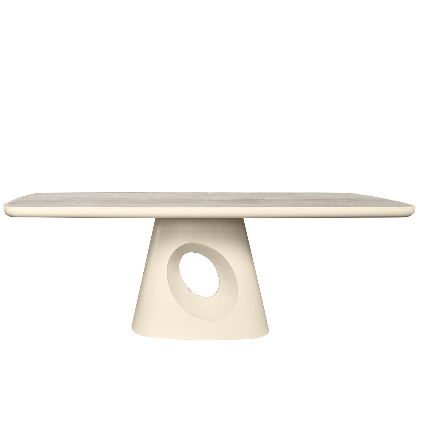ECLIPSE 220cm Dining Table Travertine Look Top - Ivory