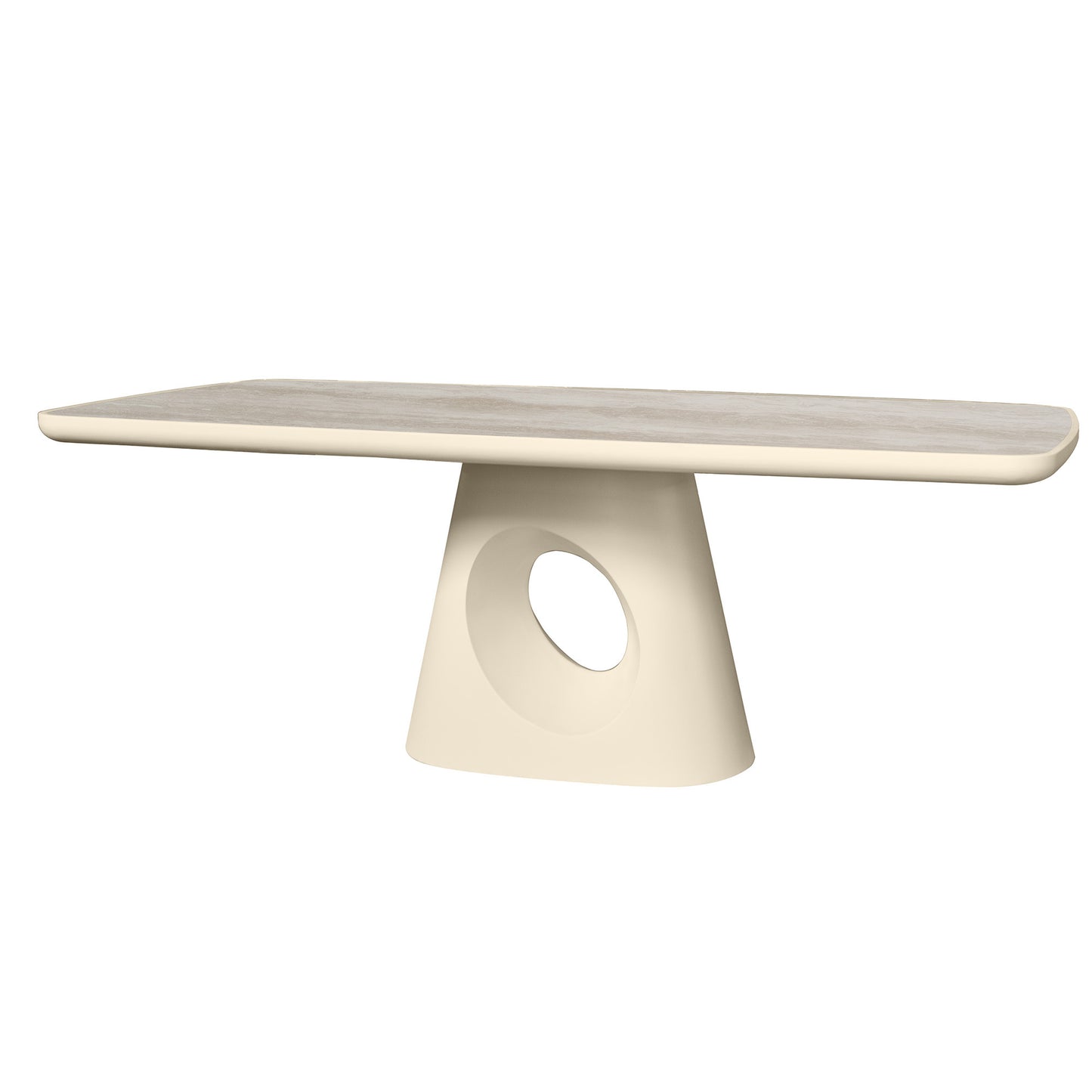 ECLIPSE 220cm Dining Table Travertine Look Top - Ivory