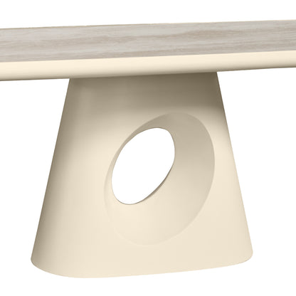 ECLIPSE 220cm Dining Table Travertine Look Top - Ivory