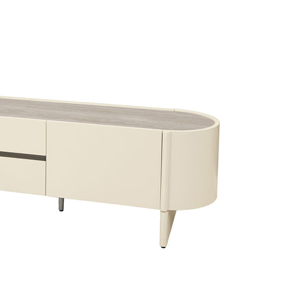ECLIPSE 200cm TV Entertainment Unit with Travertine Look Top -  Ivory