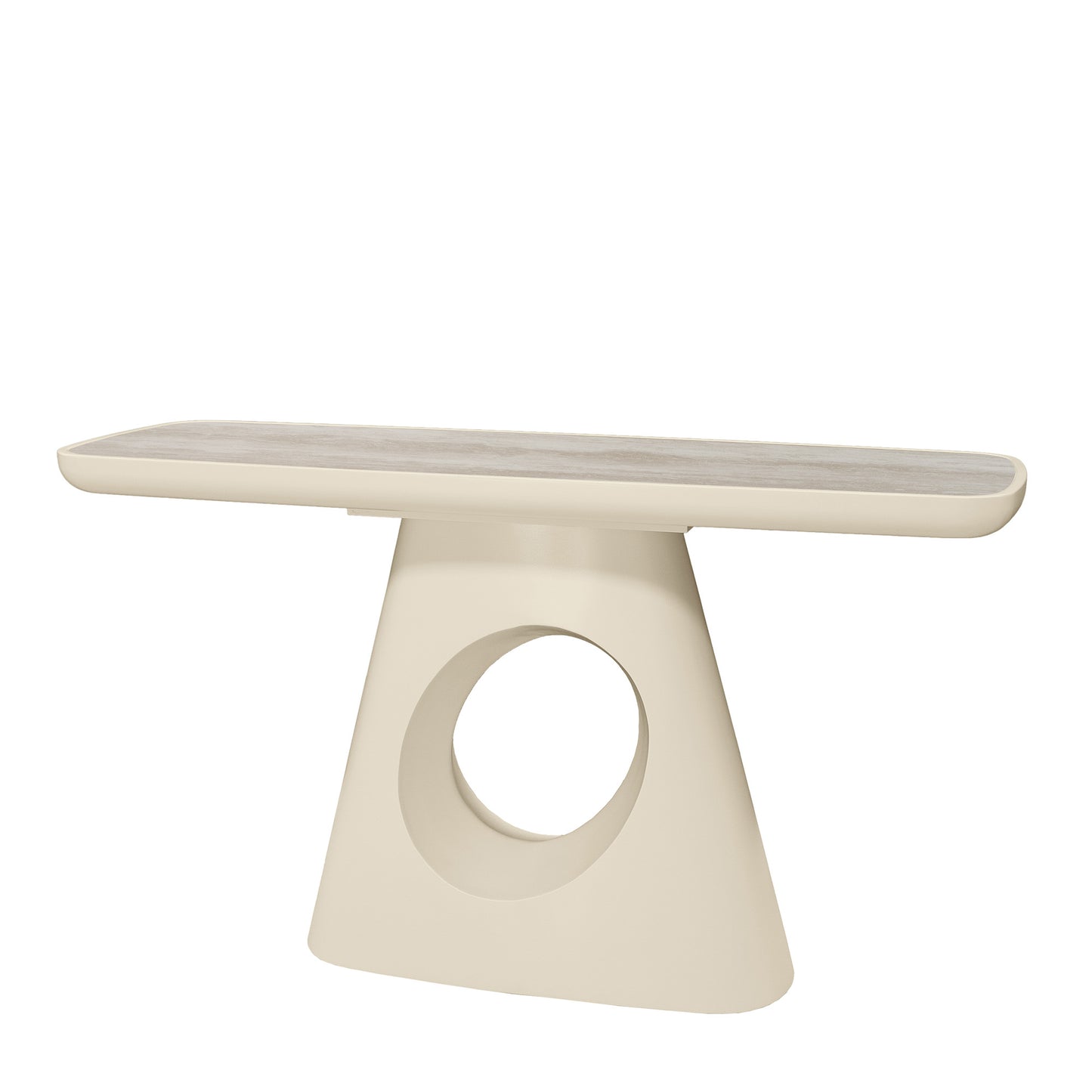 ECLIPSE 140cm Console Table with Travertine look Top - Ivory