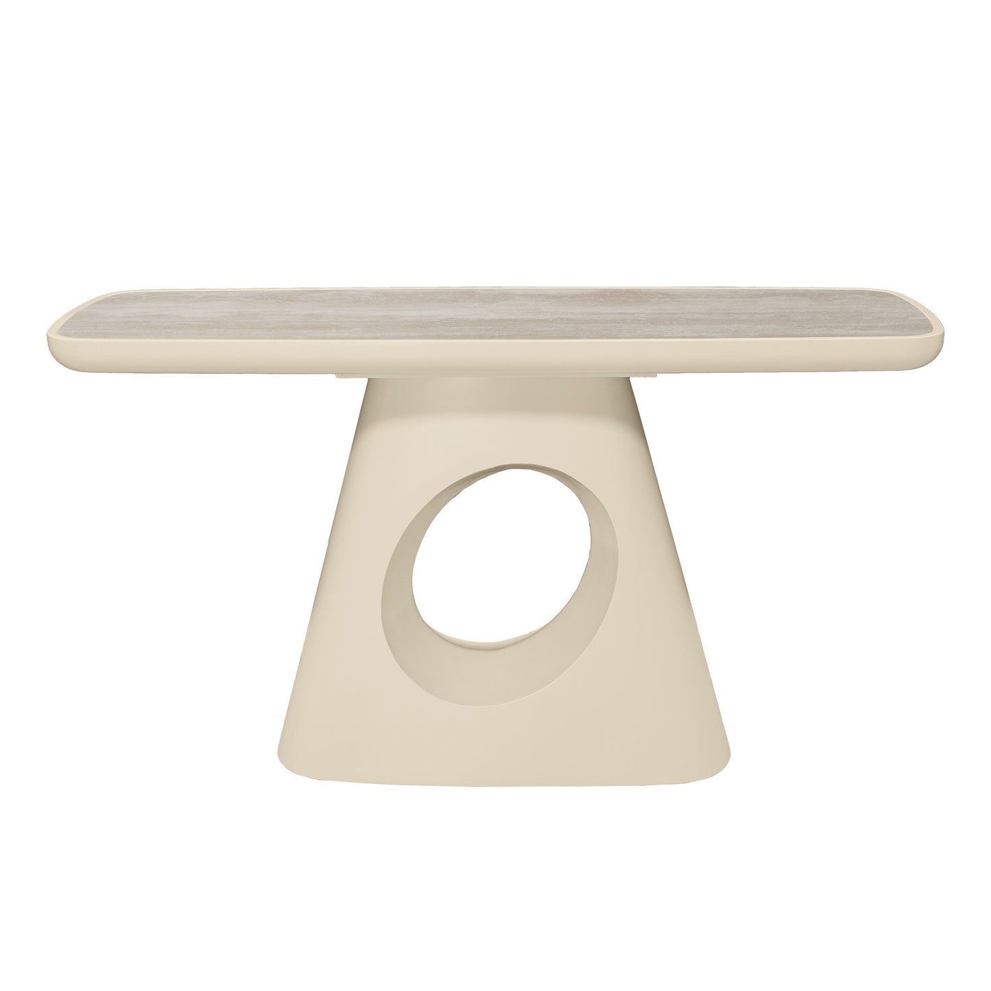 ECLIPSE 140cm Console Table with Travertine look Top - Ivory