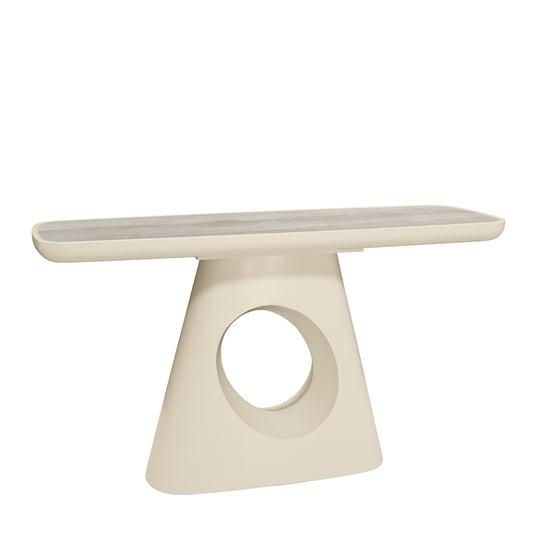 ECLIPSE 140cm Console Table with Travertine look Top - Ivory