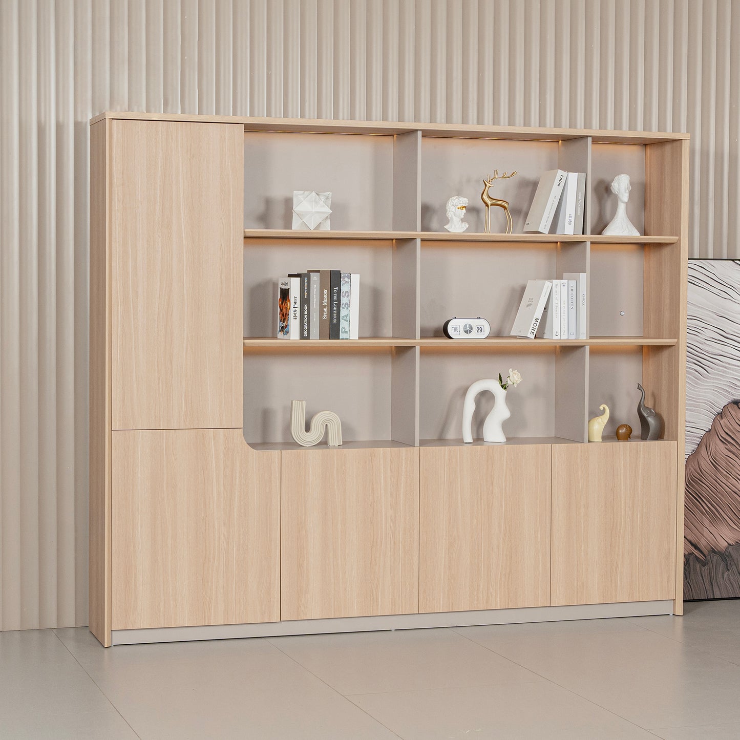ORBAN 240cm Wall Storage & Display Unit – Oak