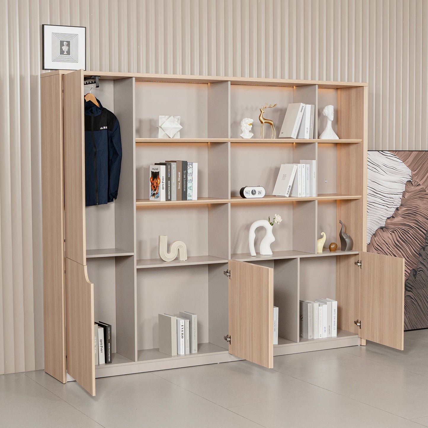 ORBAN 240cm Wall Storage & Display Unit – Oak