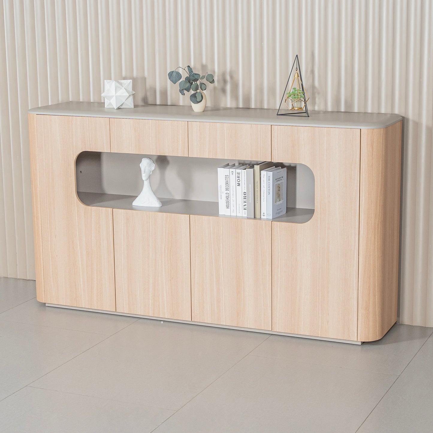 ORBAN 200cm Credenza Display Unit  Oak - 110cm High