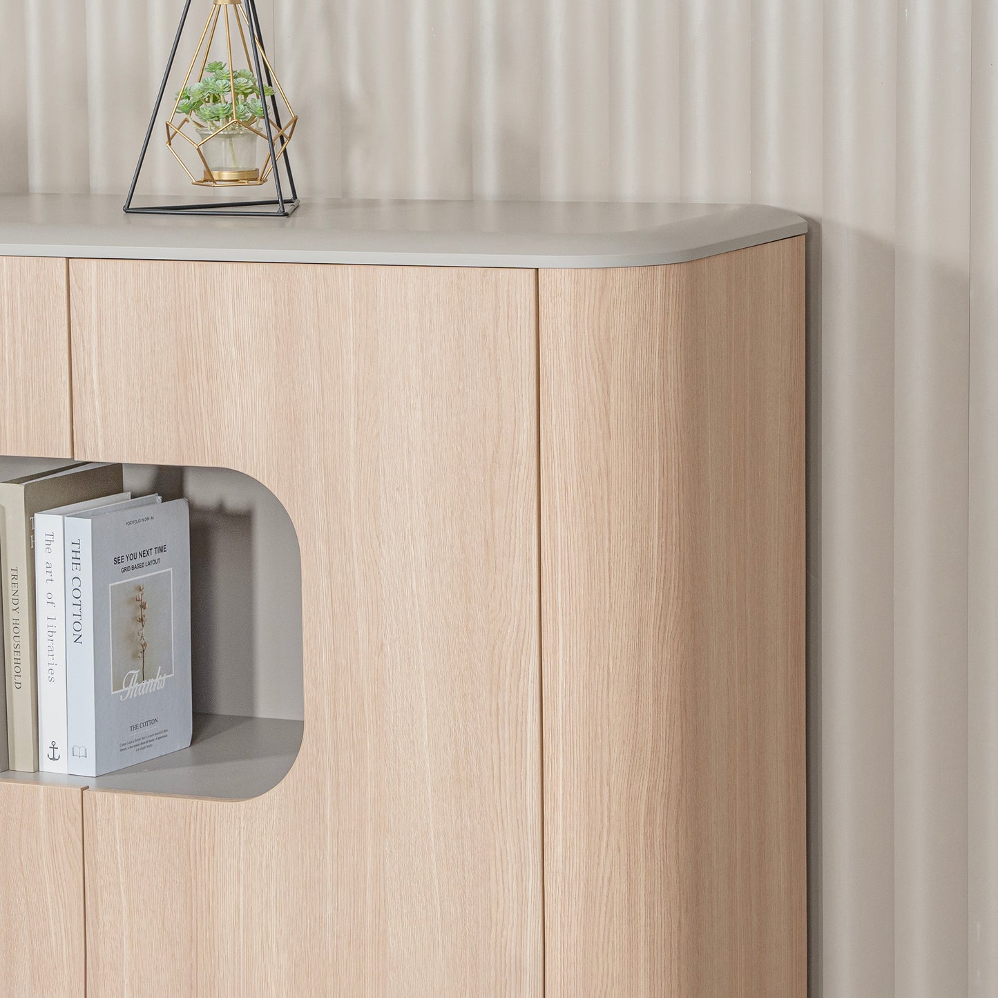 ORBAN 200cm Credenza Display Unit  Oak - 110cm High