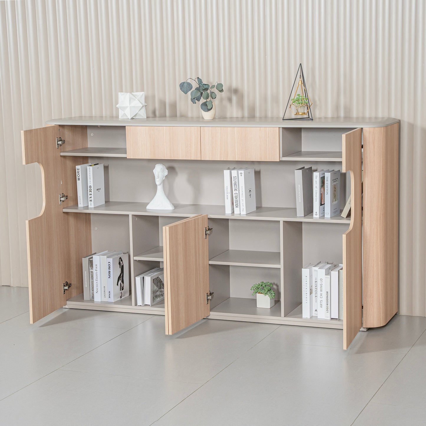 ORBAN 200cm Credenza Display Unit  Oak - 110cm High