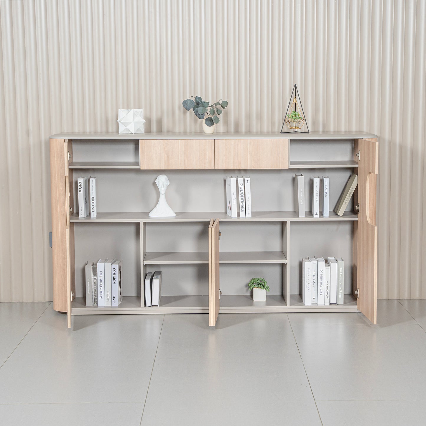 ORBAN 200cm Credenza Display Unit  Oak - 110cm High