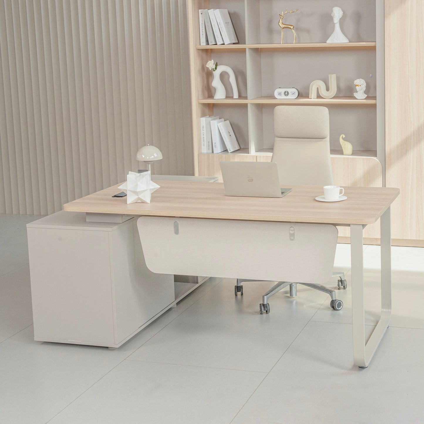 KELIAN Reversible Executive Desk with Return - 180cm - Oak